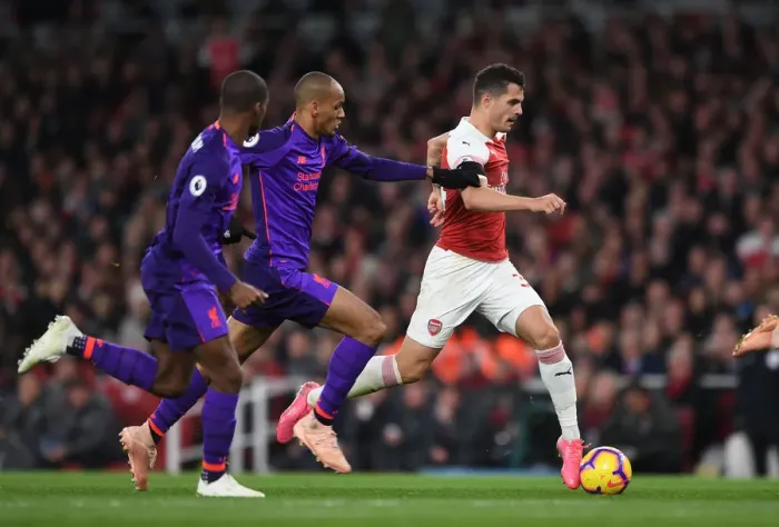Framed Print : Clash of Midfield Titans: Xhaka vs Fabinho - Arsenal vs Liverpool, Premier League 2018-19 Framed Print : Clash of Midfield Titans: Xhaka vs Fabinho - Arsenal vs Liverpool, Premier League 2018-19