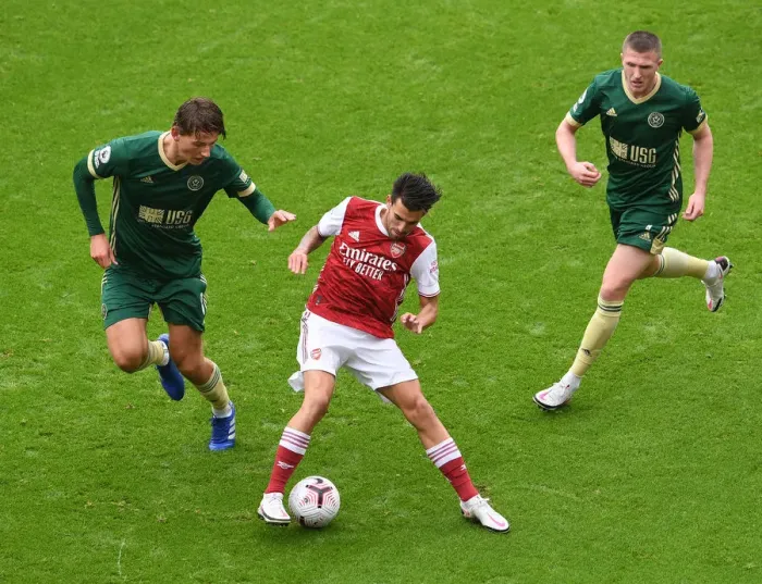 Framed Print : Clash of Midfielders: Ceballos vs Berge & Lundstram - Arsenal vs Sheffield United Framed Print : Clash of Midfielders: Ceballos vs Berge & Lundstram - Arsenal vs Sheffield United