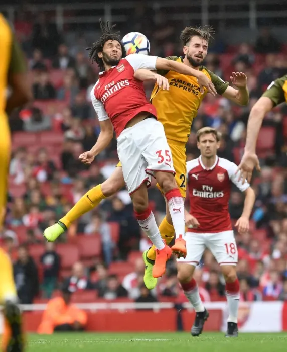 Framed Print : Clash of Midfielders: Elneny vs. Propper - Arsenal vs. Brighton & Hove Albion, 2017-18 Premier League Framed Print : Clash of Midfielders: Elneny vs. Propper - Arsenal vs. Brighton & Hove Albion, 2017-18 Premier League