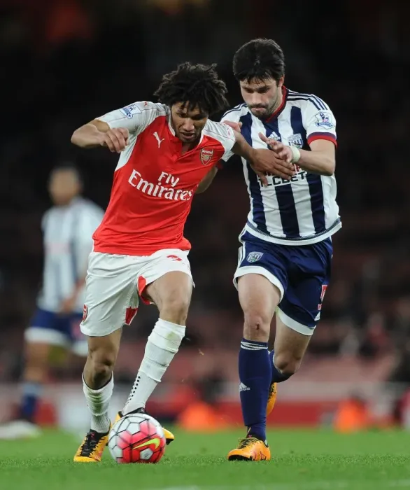 Framed Print : Clash of Midfielders: Elneny vs. Yacob - Arsenal vs. West Bromwich Albion, Premier League Framed Print : Clash of Midfielders: Elneny vs. Yacob - Arsenal vs. West Bromwich Albion, Premier League