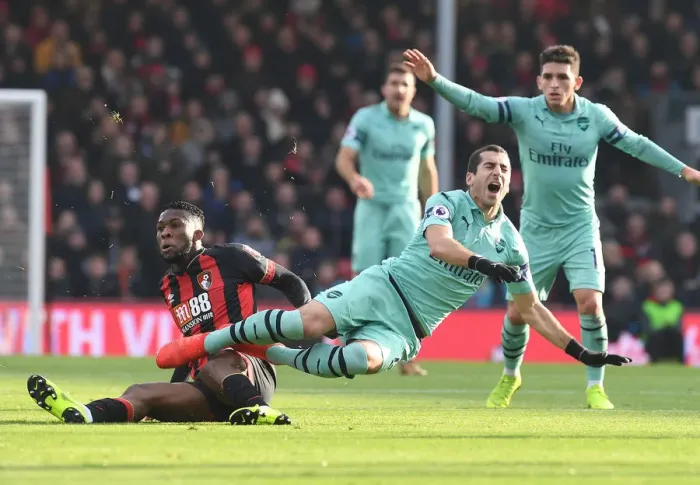Framed Print : Clash of Midfielders: Mkhitaryan vs Lerma in AFC Bournemouth vs Arsenal FC Premier League Encounter Framed Print : Clash of Midfielders: Mkhitaryan vs Lerma in AFC Bournemouth vs Arsenal FC Premier League Encounter