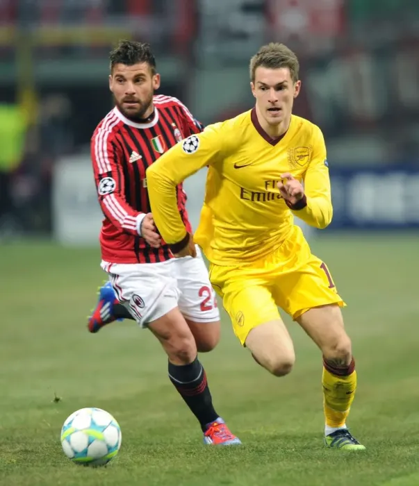 Framed Print : Clash of Midfielders: Ramsey vs. Nocerino - AC Milan vs. Arsenal, UEFA Champions League 2012 Framed Print : Clash of Midfielders: Ramsey vs. Nocerino - AC Milan vs. Arsenal, UEFA Champions League 2012