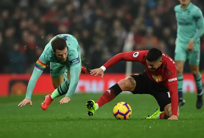 Framed Print : Clash at Old Trafford: Ramsey vs. Rojo - A Premier League Battle between Manchester United and Arsenal FC, 2018-19