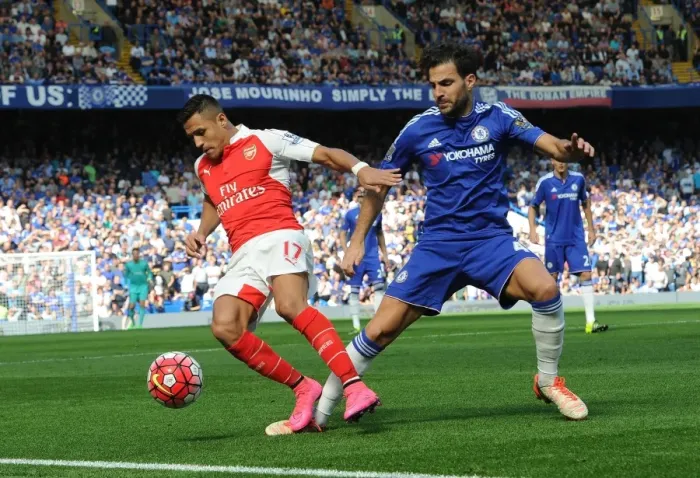 Framed Print : Clash of the Past and Present: Sanchez vs. Fabregas - Chelsea vs. Arsenal, Premier League 2015-16 Framed Print : Clash of the Past and Present: Sanchez vs. Fabregas - Chelsea vs. Arsenal, Premier League 2015-16