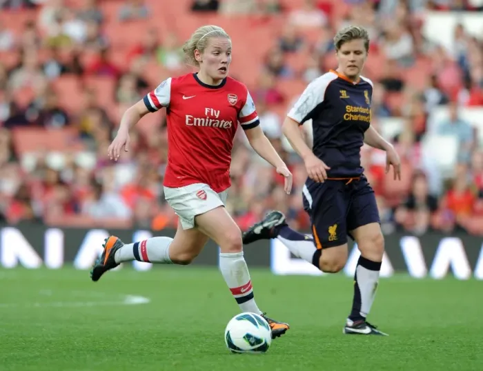 Framed Print : Clash on the Pitch: Ki Little vs. Katrin Omarsdottir - Arsenal Ladies FC vs. Liverpool Ladies FC, FA WSL