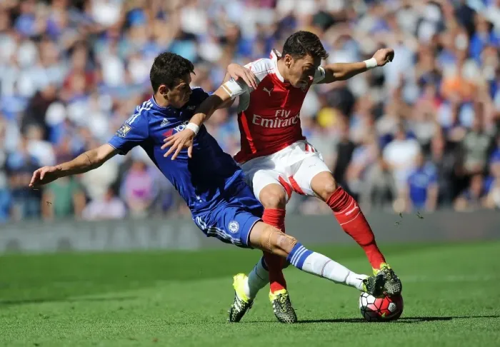 Framed Print : Clash of the Playmakers: Mesut Ozil vs. Oscar, Chelsea vs. Arsenal, Premier League 2015-16 Framed Print : Clash of the Playmakers: Mesut Ozil vs. Oscar, Chelsea vs. Arsenal, Premier League 2015-16