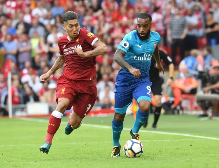 Framed Print : Clash of the Premier League Strikers: Lacazette vs. Firmino - A Riveting Showdown between Arsenal's Lacazette and Liverpool's Firmino (August 2017) Framed Print : Clash of the Premier League Strikers: Lacazette vs. Firmino - A Riveting Showdown between Arsenal's Lacazette and Liverpool's Firmino (August 2017)