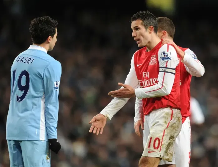 Framed Print : Clash of Rivals: Van Persie vs. Nasri - Manchester City vs. Arsenal, Premier League 2011-12 Framed Print : Clash of Rivals: Van Persie vs. Nasri - Manchester City vs. Arsenal, Premier League 2011-12