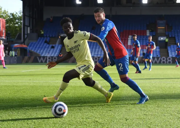 Framed Print : Clash at Selhurst Park: Bukayo Saka vs. Joel Ward - Premier League Showdown Framed Print : Clash at Selhurst Park: Bukayo Saka vs. Joel Ward - Premier League Showdown
