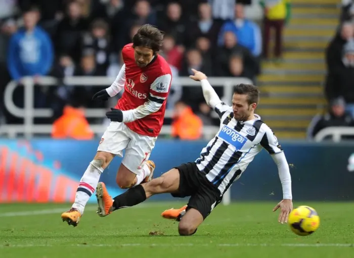 Framed Print : Clash at St. James Park: Rosicky Fouls by Cabaye (Newcastle vs. Arsenal, 2013-14)