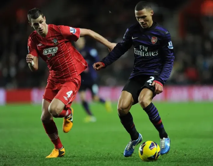 Framed Print : Clash at St. Mary's: Kieran Gibbs vs. Morgan Schneiderlin (Southampton v Arsenal, 2012-13) Framed Print : Clash at St. Mary's: Kieran Gibbs vs. Morgan Schneiderlin (Southampton v Arsenal, 2012-13)