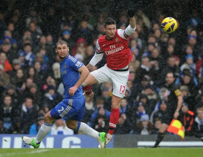 Framed Print : Clash at Stamford Bridge: Giroud vs. Ivanovic Framed Print : Clash at Stamford Bridge: Giroud vs. Ivanovic