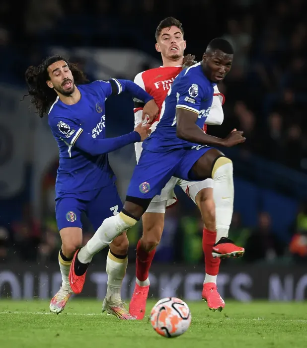 Framed Print : Clash at Stamford Bridge: Havertz vs. Chelsea Defenders