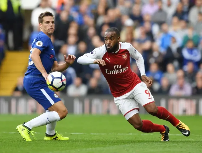 Framed Print : Clash at Stamford Bridge: Lacazette vs. Azpilicueta, Premier League Showdown