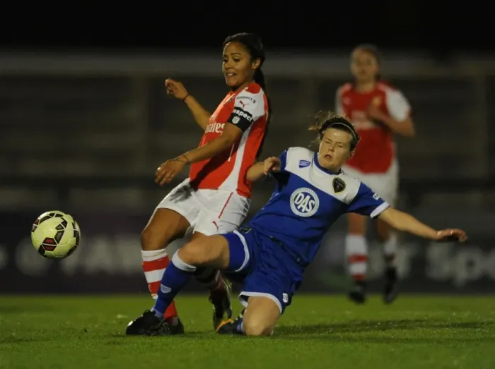 Framed Print : Clash of Stars: Alex Scott vs. Hayley Ladd in Arsenal Ladies vs. Bristol Academy WSL Match