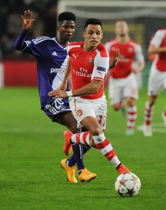 Framed Print : A Clash of Stars: Alexis Sanchez vs. Ibrahima Conte - Battle at the Brussels Champions League