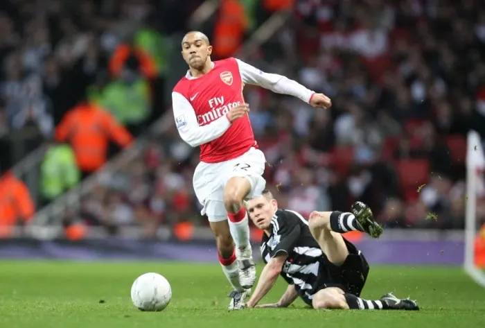 Framed Print : Clash of Stars: Arsenal's Clichy vs Milner in FA Cup Showdown (Arsenal 3:0 Newcastle United, 26 / 1 / 2008)