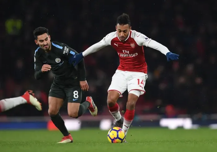 Framed Print : Clash of Stars: Aubameyang vs. Gundogan - Arsenal vs. Manchester City, Premier League Framed Print : Clash of Stars: Aubameyang vs. Gundogan - Arsenal vs. Manchester City, Premier League
