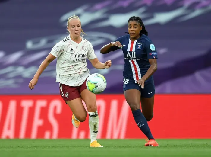 Framed Print : Clash of the Stars: Beth Mead vs. Ashley Lawrence in the UEFA Women's Champions League Quarterfinals Framed Print : Clash of the Stars: Beth Mead vs. Ashley Lawrence in the UEFA Women's Champions League Quarterfinals