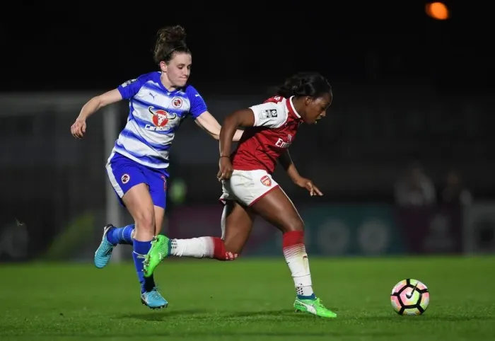 Framed Print : Clash of Stars: Danielle Carter vs. Lauren Bruton - Arsenal Women vs. Reading Ladies Showdown