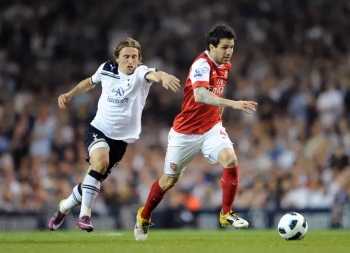 Framed Print : Clash of Stars: Fabregas vs. Modric in the Intense 3-3 Battle at White Hart Lane (BPL, 2011)