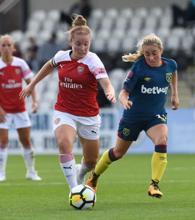 Framed Print : Clash of Stars: Kim Little vs. Brianna Visalli in Arsenal Women vs. West Ham United Women Framed Print : Clash of Stars: Kim Little vs. Brianna Visalli in Arsenal Women vs. West Ham United Women