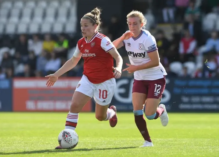 Framed Print : Clash of Stars: Kim Little vs. Kate Longhurst in Arsenal Women's Battle against West Ham United