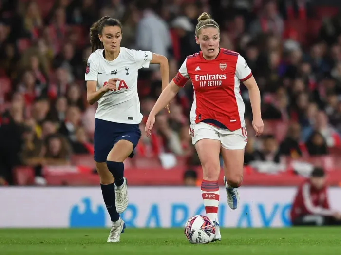 Framed Print : Clash of Stars: Kim Little vs. Rosella Ayane in the Battle of Arsenal and Tottenham's FA WSL Stars Framed Print : Clash of Stars: Kim Little vs. Rosella Ayane in the Battle of Arsenal and Tottenham's FA WSL Stars