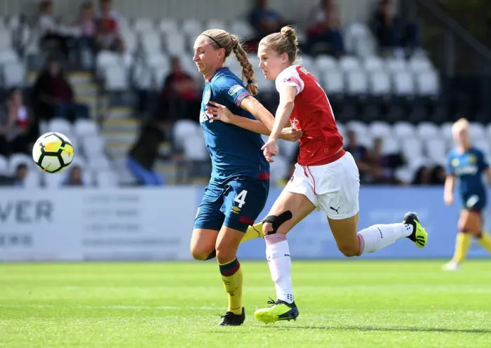 Framed Print : Clash of Stars: Miedema vs. Hendrix in Arsenal Women vs. West Ham United Women Framed Print : Clash of Stars: Miedema vs. Hendrix in Arsenal Women vs. West Ham United Women