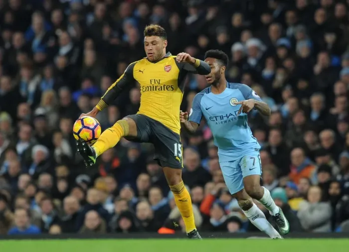 Framed Print : Clash of Stars: Oxlade-Chamberlain vs. Sterling - A Premier League Battle of Talents (Manchester City vs. Arsenal, 2016-17) Framed Print : Clash of Stars: Oxlade-Chamberlain vs. Sterling - A Premier League Battle of Talents (Manchester City vs. Arsenal, 2016-17)