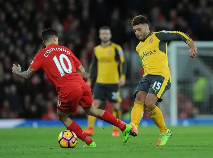 Framed Print : Clash of the Stars: Oxlade-Chamberlain vs. Coutinho - Liverpool vs. Arsenal Rivalry: A Battle at Anfield (2016-17)