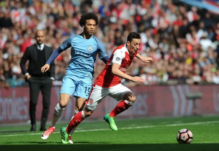 Framed Print : Clash of Stars: Ozil vs. Sane - Arsenal vs. Manchester City FA Cup Semi-final