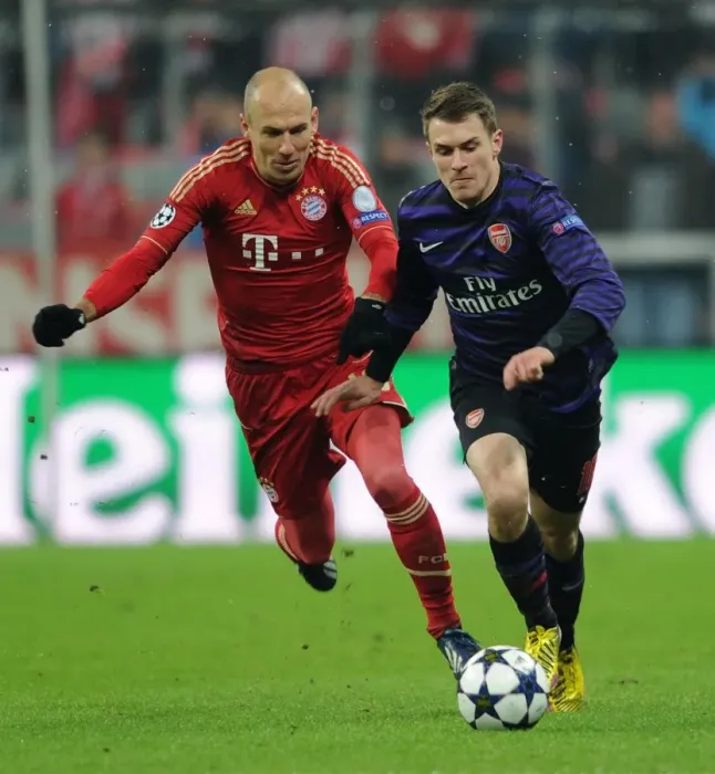 Framed Print : Clash of Stars: Ramsey vs. Robben - UEFA Champions League 2013: Bayern Munich vs. Arsenal