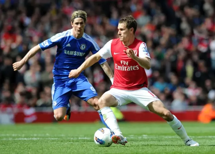 Framed Print : Clash of Stars: Ramsey vs. Torres - Arsenal vs. Chelsea, Premier League 2011-12 Framed Print : Clash of Stars: Ramsey vs. Torres - Arsenal vs. Chelsea, Premier League 2011-12
