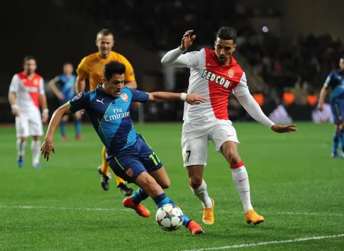 Framed Print : Clash of Stars: Sanchez vs. Dirar - Monaco vs. Arsenal UEFA Champions League Showdown Framed Print : Clash of Stars: Sanchez vs. Dirar - Monaco vs. Arsenal UEFA Champions League Showdown