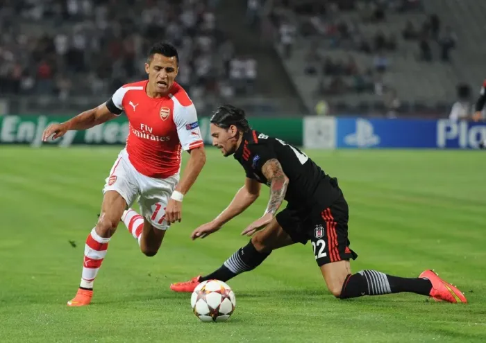 Framed Print : Clash of Stars: Sanchez vs. Gulum in Arsenal's UEFA Champions League Battle against Besiktas Framed Print : Clash of Stars: Sanchez vs. Gulum in Arsenal's UEFA Champions League Battle against Besiktas