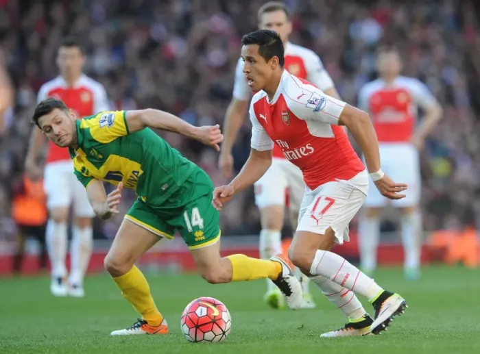 Framed Print : Clash of Stars: Sanchez vs. Hoolahan - Arsenal vs. Norwich City, Premier League Framed Print : Clash of Stars: Sanchez vs. Hoolahan - Arsenal vs. Norwich City, Premier League
