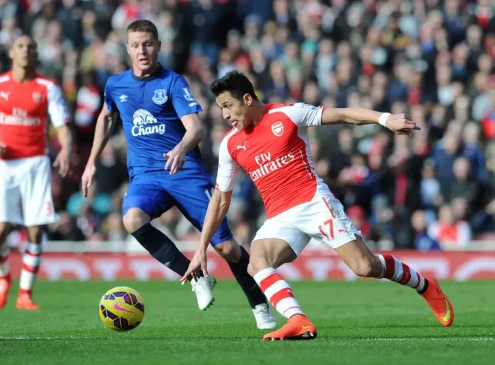 Framed Print : Clash of Stars: Sanchez vs McCarthy in Arsenal vs Everton Premier League Showdown