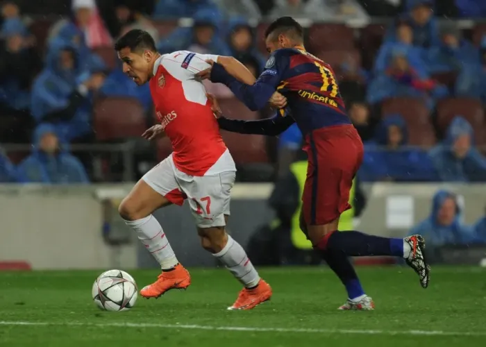 Framed Print : Clash of Stars: Sanchez vs. Neymar - Arsenal vs. Barcelona, UEFA Champions League 2016