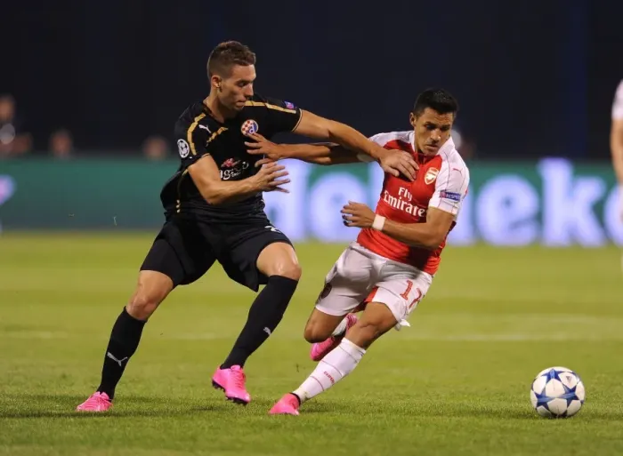 Framed Print : Clash of Stars: Sanchez vs. Pjaca - Dinamo Zagreb vs. Arsenal, UEFA Champions League