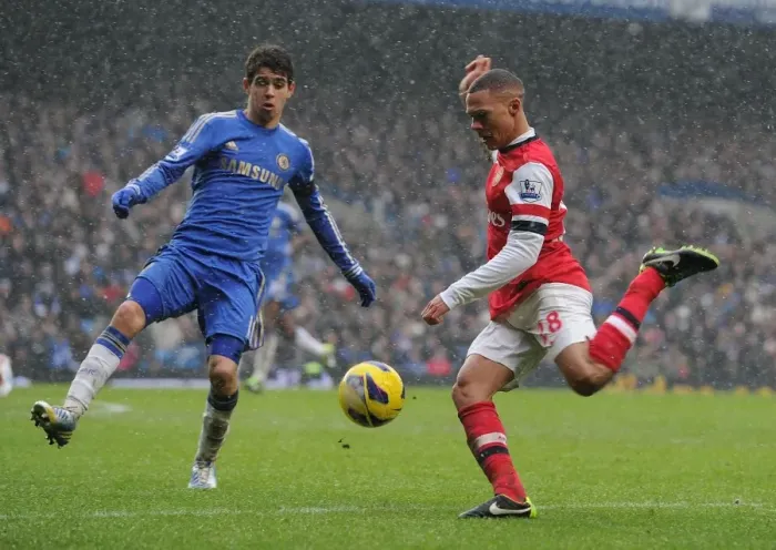Framed Print : Clash of Talents: Gibbs vs. Oscar - Chelsea vs. Arsenal, Premier League 2012-13 Framed Print : Clash of Talents: Gibbs vs. Oscar - Chelsea vs. Arsenal, Premier League 2012-13
