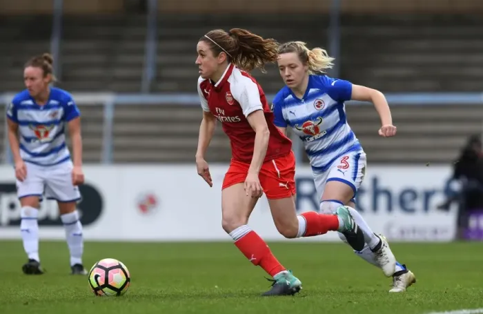 Framed Print : Clash of Talents: Heather O'Reilly vs. Harriet Scott - Arsenal Women vs. Reading FC Women Framed Print : Clash of Talents: Heather O'Reilly vs. Harriet Scott - Arsenal Women vs. Reading FC Women