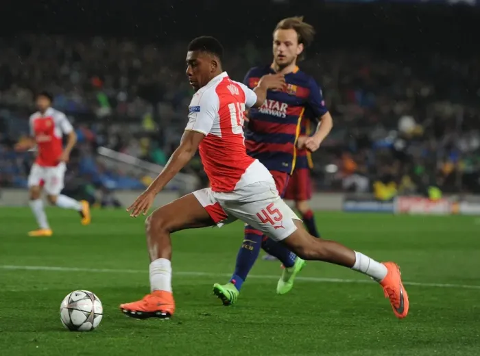 Framed Print : Clash of Talents: Iwobi vs. Rakitic - Arsenal's Young Gun vs. Barcelona's Veteran Star, UEFA Champions League 2016