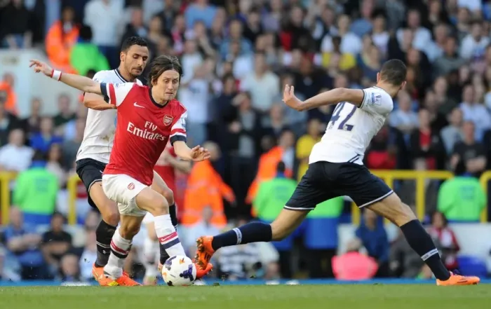 Framed Print : Clash of Talents: Rosicky vs Chadli, Bentaleb - Tottenham vs Arsenal, Premier League 2013-14 Framed Print : Clash of Talents: Rosicky vs Chadli, Bentaleb - Tottenham vs Arsenal, Premier League 2013-14