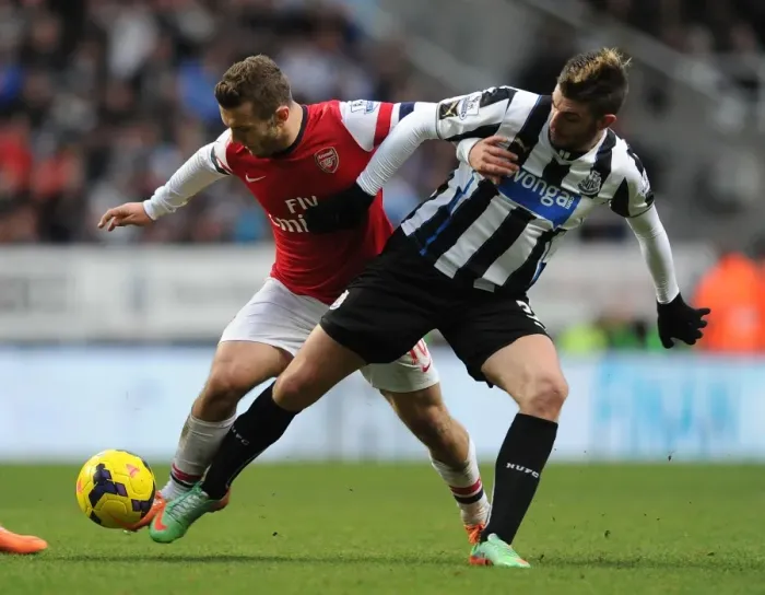 Framed Print : Clash of Talents: Wilshere vs Debuchy - Newcastle United vs Arsenal, Premier League 2013-14