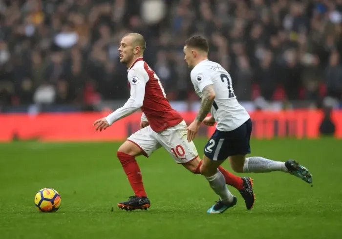 Framed Print : Clash of Talents: Wilshere vs. Trippier in Tottenham-Arsenal Showdown