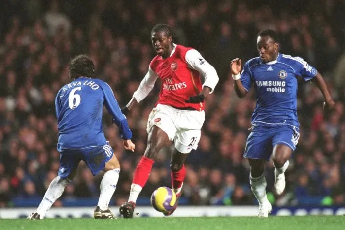 Framed Print : Clash of Titans: Adebayor, Carvalho, and Essien Face Off in the 1:1 Battle at Stamford Bridge, FA Premiership, 10 / 12 / 06 Framed Print : Clash of Titans: Adebayor, Carvalho, and Essien Face Off in the 1:1 Battle at Stamford Bridge, FA Premiership, 10 / 12 / 06