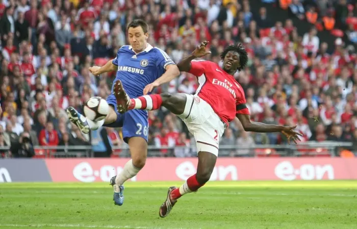 Framed Print : Clash of Titans: Adebayor vs. Terry - Arsenal vs. Chelsea FA Cup Semi-Final Showdown (2009)