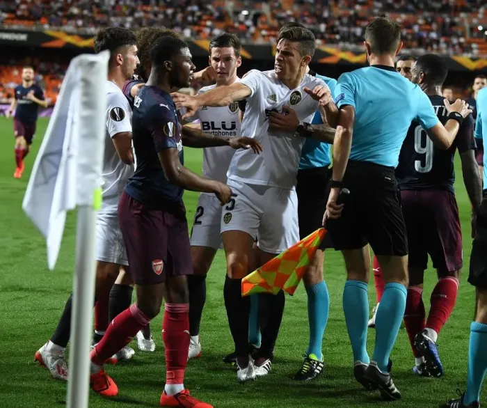 Framed Print : Clash of Titans: Ainsley Maitland-Niles vs. Gabriel in the UEFA Europa League Semi-Final Showdown Framed Print : Clash of Titans: Ainsley Maitland-Niles vs. Gabriel in the UEFA Europa League Semi-Final Showdown