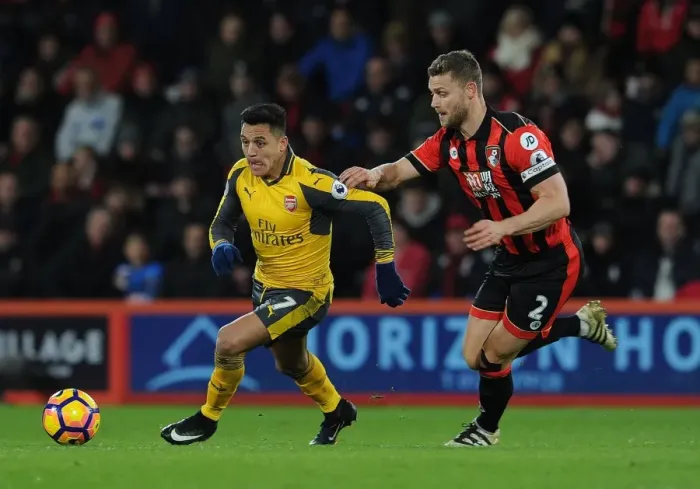 Framed Print : Clash of Titans: Alexis Sanchez vs. Simon Francis - Premier League Battle at Vitality Stadium